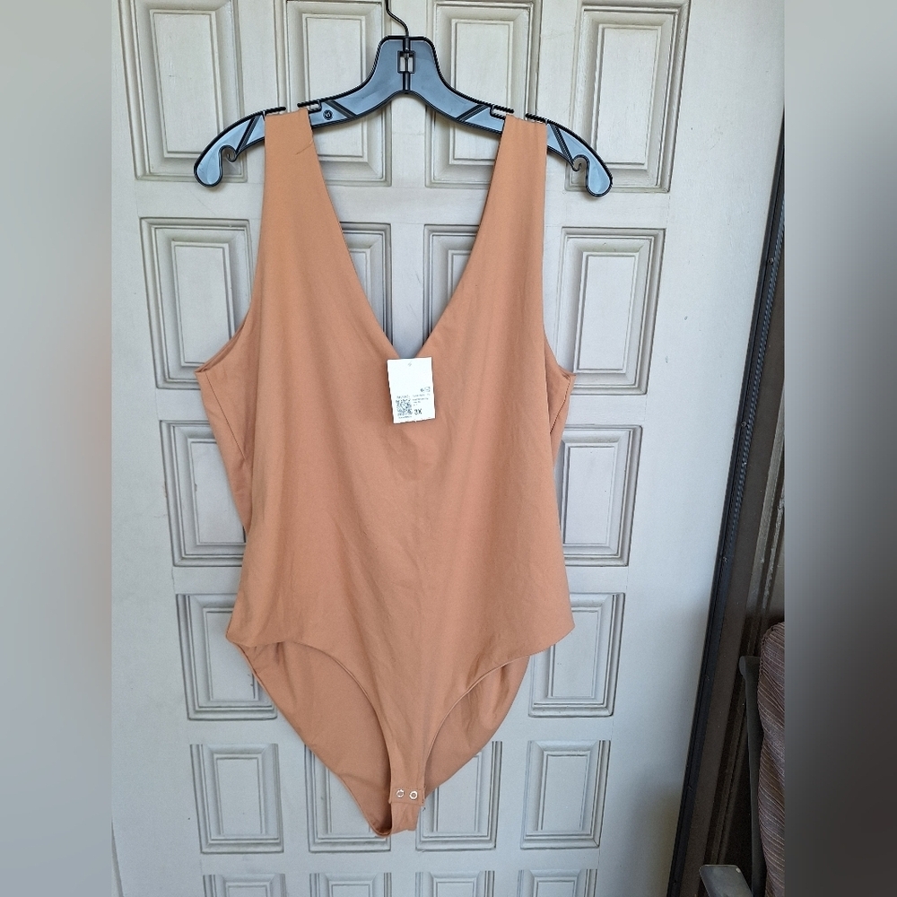 Plus Size Forever 21 Tan Sleeveless Bodysuit Sz3X NWT